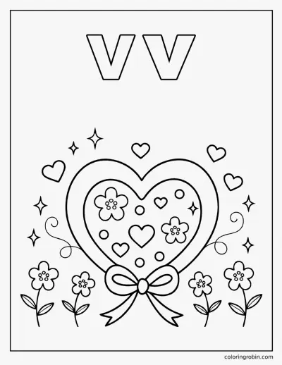 V Is for Valentine coloring page