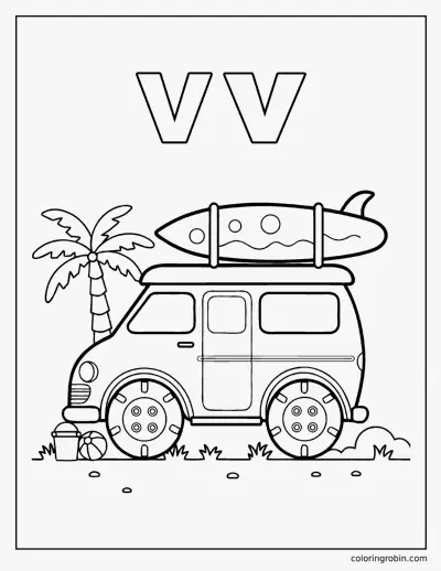 V Is for Van coloring page