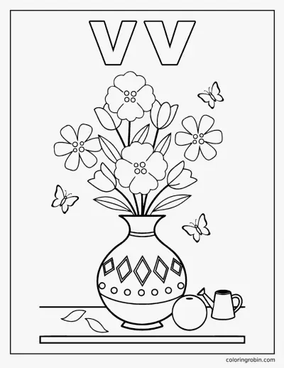 V Is for Vase coloring page