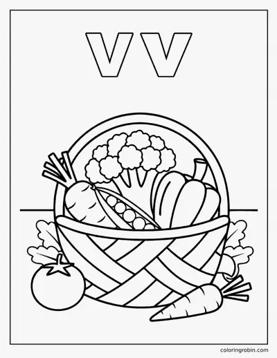 V Is for Vegetables coloring page