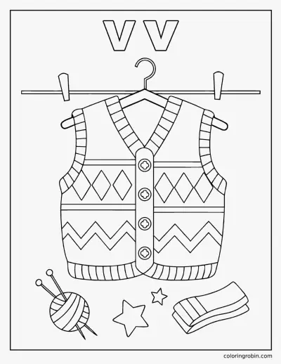V Is for Vest coloring page