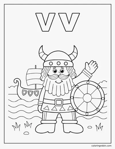 V Is for Viking coloring page