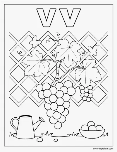 V Is for Vine coloring page