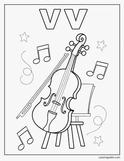 V Is for Violin coloring page