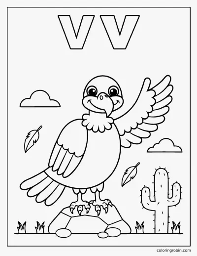 V Is for Vulture coloring page