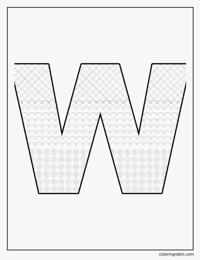 Patterned Letter W coloring page