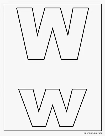 Uppercase and Lowercase W coloring page
