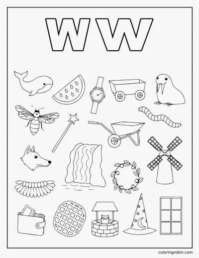 W Doodle Page coloring page