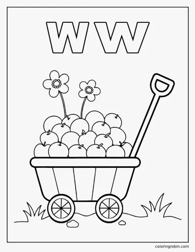 W Is for Wagon coloring page