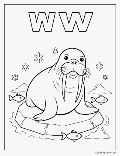 W Is for Walrus coloring page