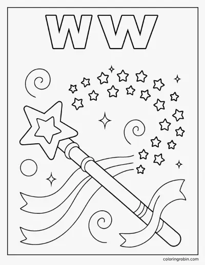 W Is for Wand coloring page