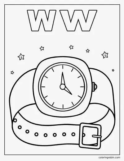 W Is for Watch coloring page