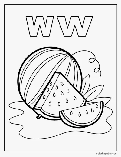 W Is for Watermelon coloring page