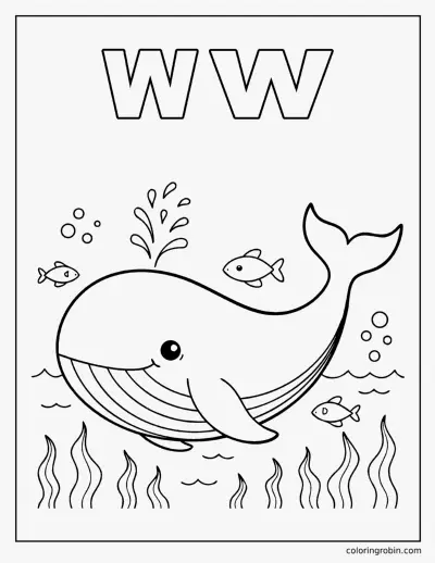 W Is for Whale coloring page