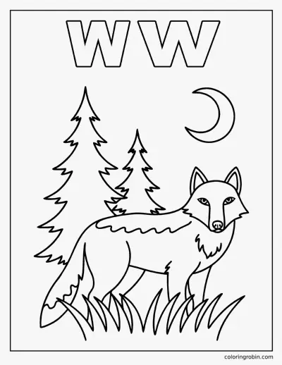 W Is for Wolf coloring page