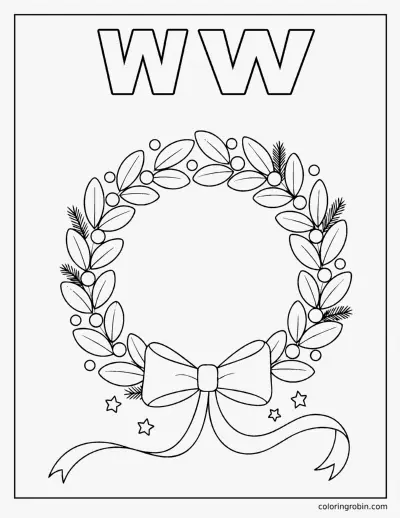W Is for Wreath coloring page
