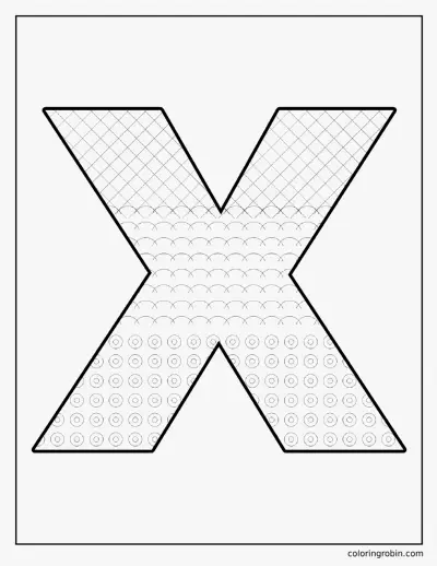 Patterned Letter X coloring page