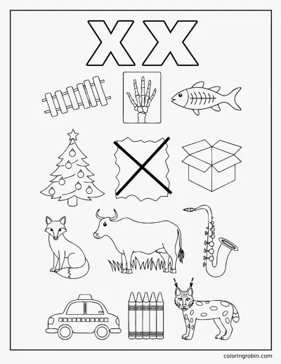 Twelve X Words coloring page