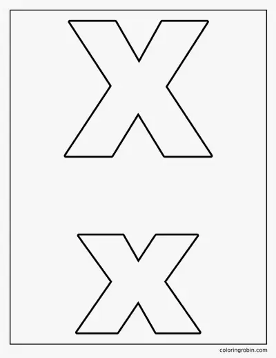 Uppercase and Lowercase X coloring page