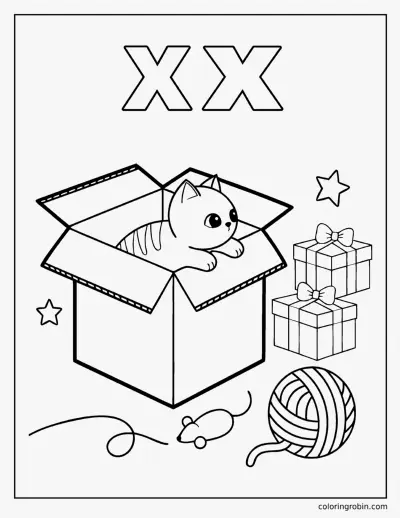X Is for Box coloring page