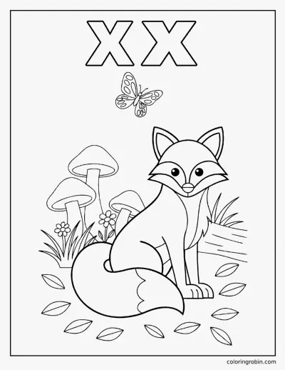 X Is for Fox coloring page