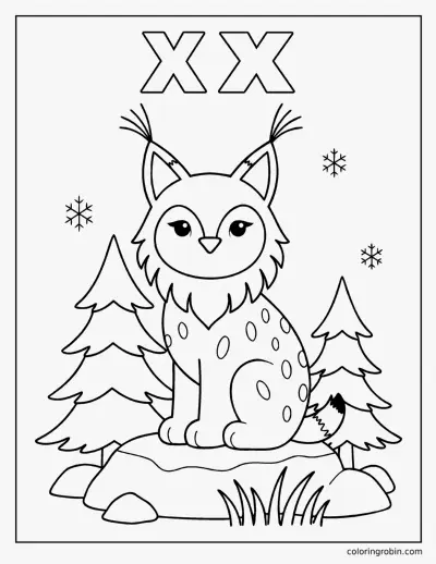 X Is for Lynx coloring page