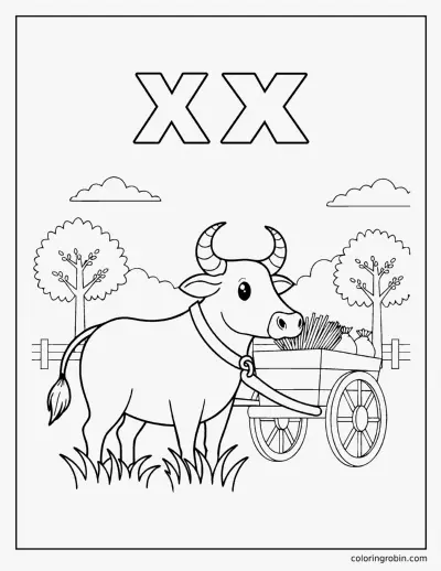 X Is for Ox coloring page