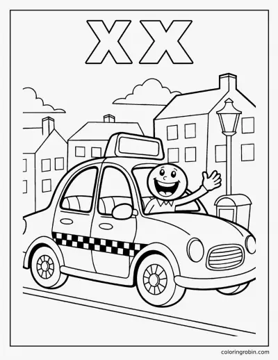 X Is for Taxi coloring page