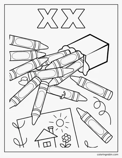 X Is for Wax Crayons coloring page
