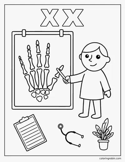 X Is for X Ray coloring page