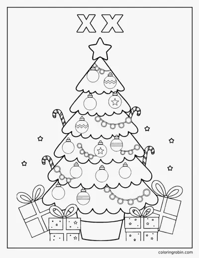 X Is for Xmas Tree coloring page