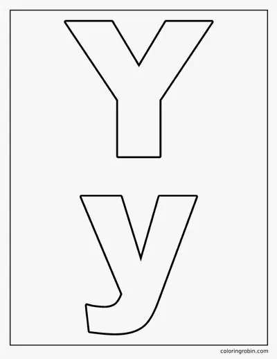 Uppercase and Lowercase Y coloring page
