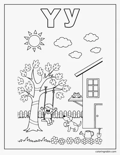 Y Is for Yard coloring page