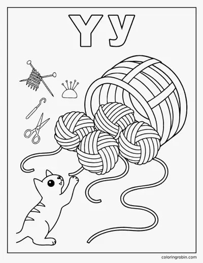 Y Is for Yarn coloring page