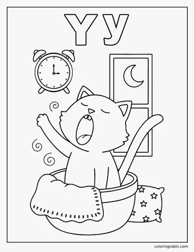 Y Is for Yawn coloring page