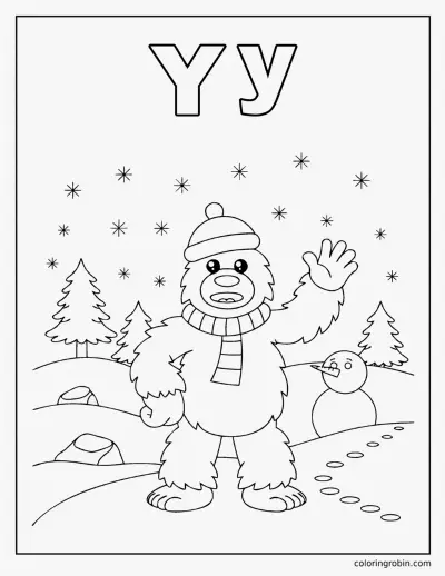 Y Is for Yeti coloring page