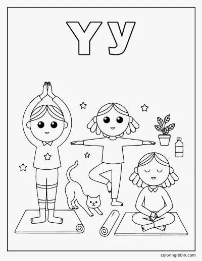 Y Is for Yoga coloring page