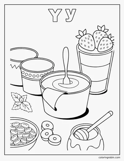 Y Is for Yogurt coloring page
