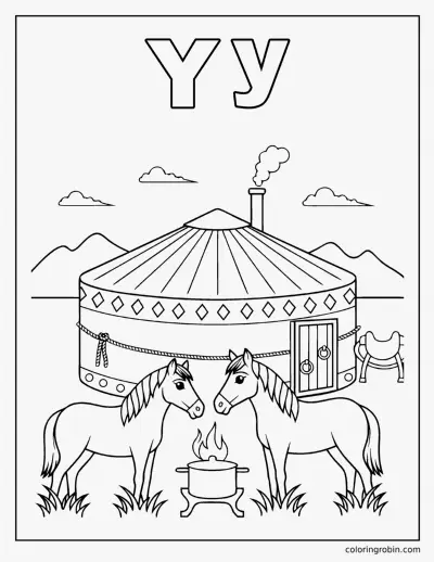 Y Is for Yurt coloring page