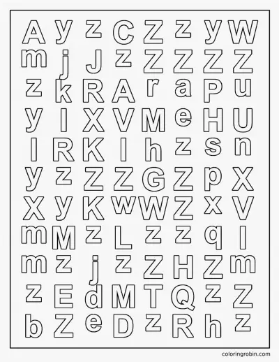 Find the Letter Z coloring page