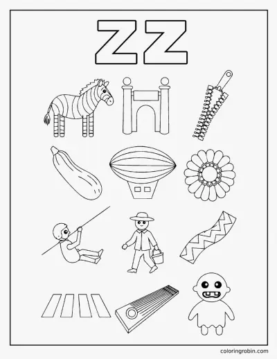 Twelve Z Words coloring page