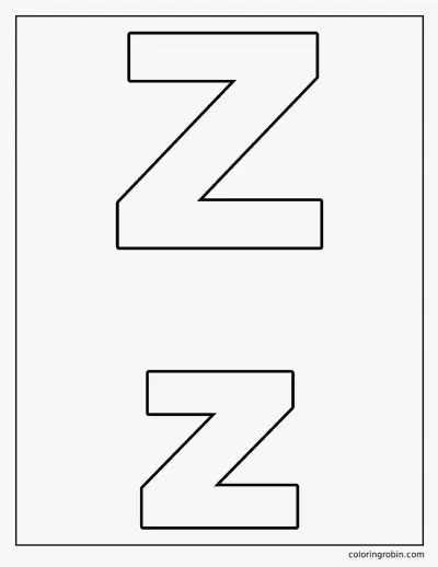 Uppercase and Lowercase Z coloring page