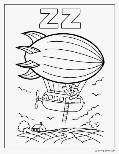 Z Is for Zeppelin coloring page