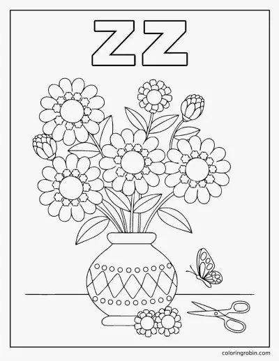 Z Is for Zinnia coloring page
