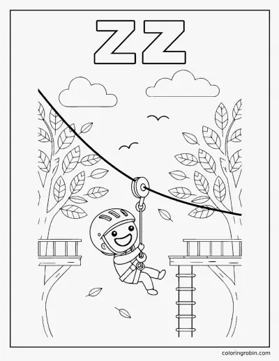 Z Is for Zip Line coloring page