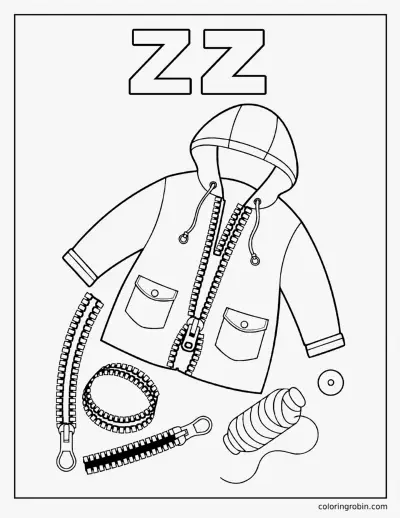 Z Is for Zipper coloring page