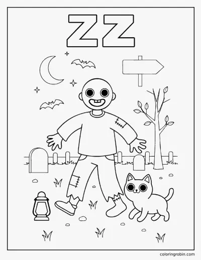 Z Is for Zombie coloring page