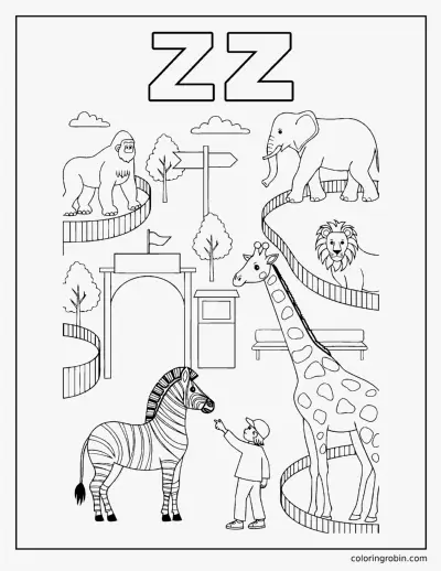 Z Is for Zoo coloring page
