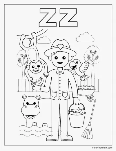 Z Is for Zookeeper coloring page