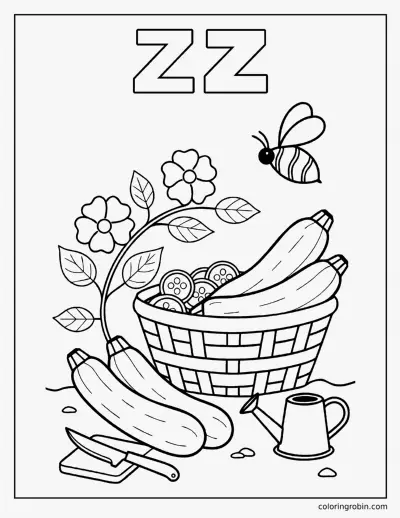 Z Is for Zucchini coloring page